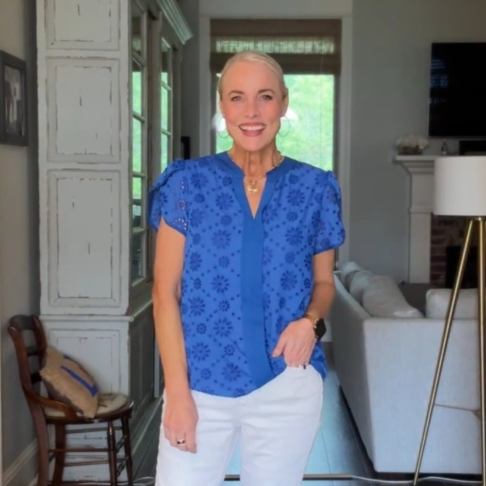 Blue Floral Women's Top